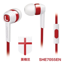 飞利浦 SHE7055耳机 入耳式 重低音运动耳机手机耳麦通用 英伦红 SHE7055