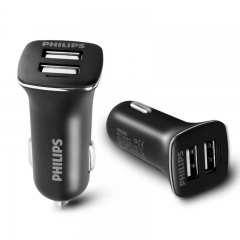 飞利浦DLP2015车充车载 充电器智能双USB 黑色 DLP2015